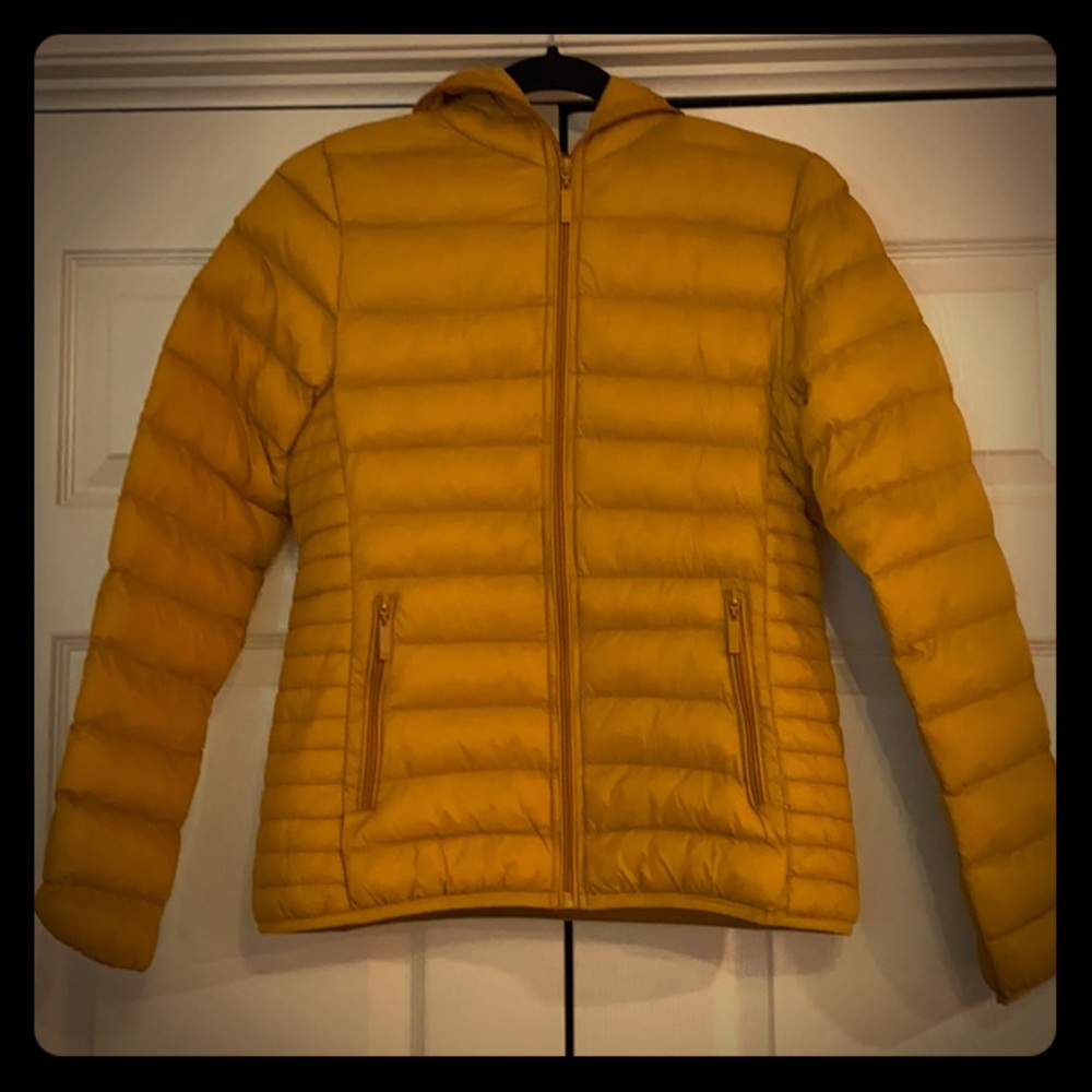 Yellow puffer coat